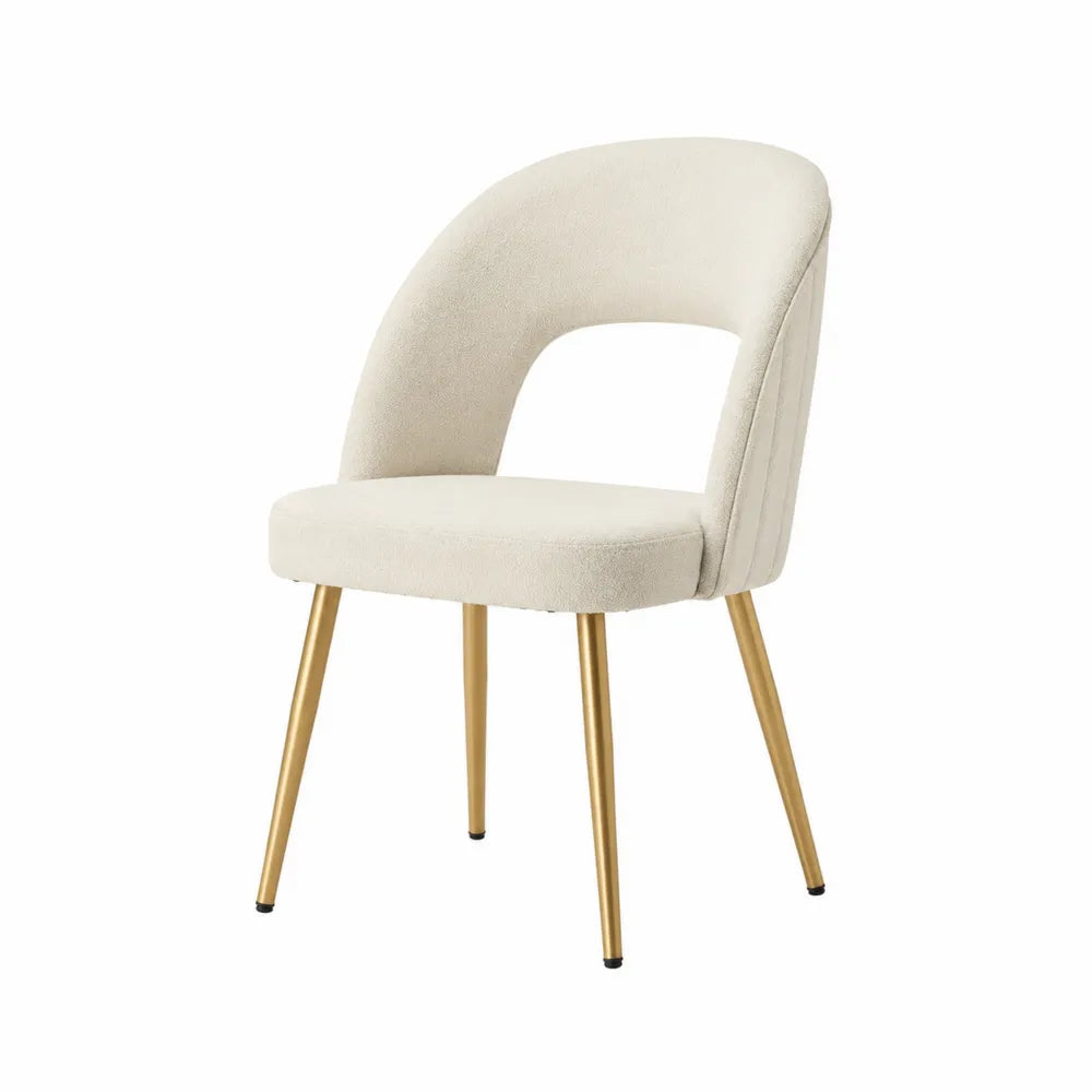 Sedia da pranzo in metallo e tessuto beige
