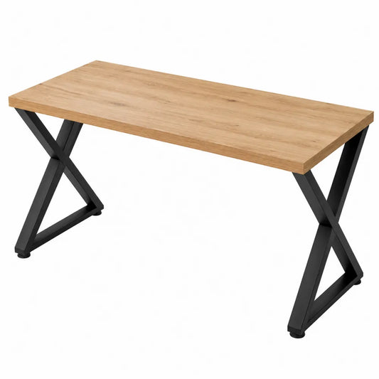 Scrivania rettangolare in legno di rovere e acciaio nero 150x60x75 cm
