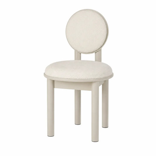 Sedia in legno e tessuto bouclé bianco