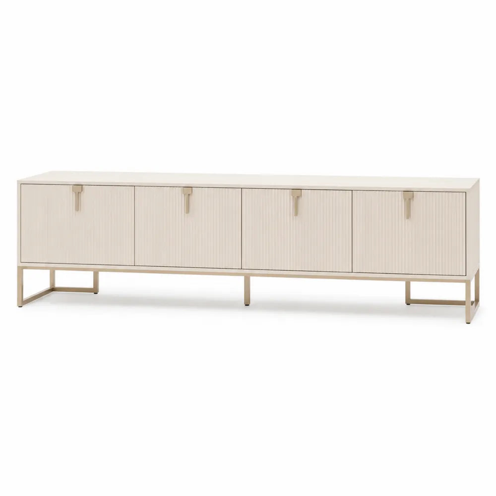 Mobile TV in MDF e metallo bianco con 4 ante 200x45x50 cm