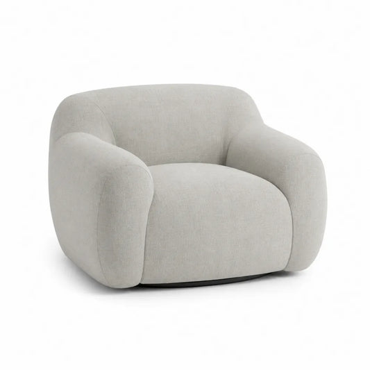 Poltrona in tessuto grigio con base girevole