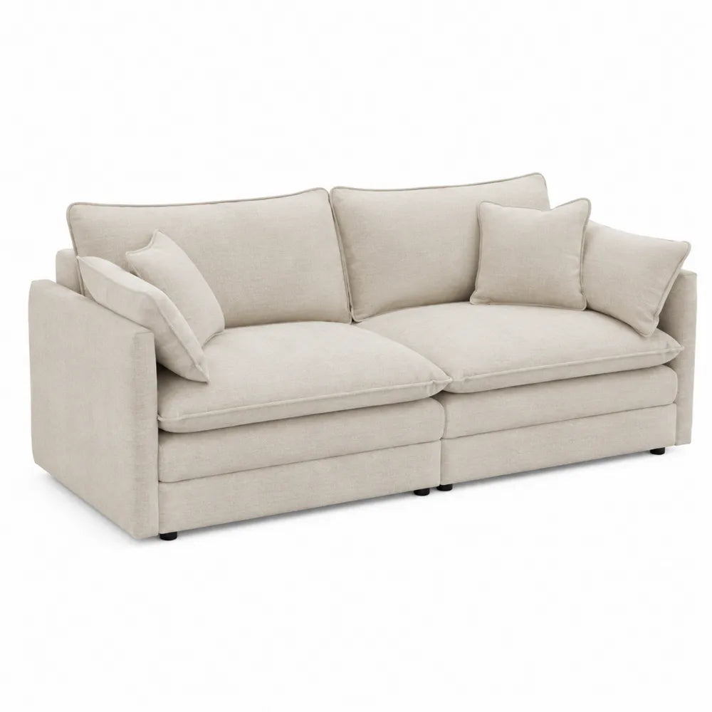 Divano 3 posti tessuto beige 200x90x85 cm