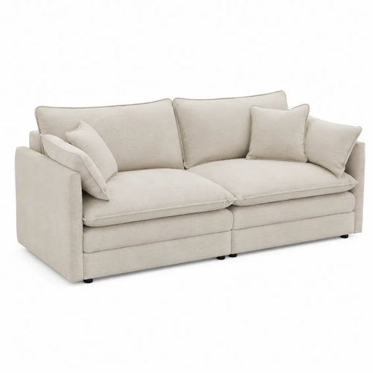 Divano 3 posti tessuto beige 200x90x85 cm