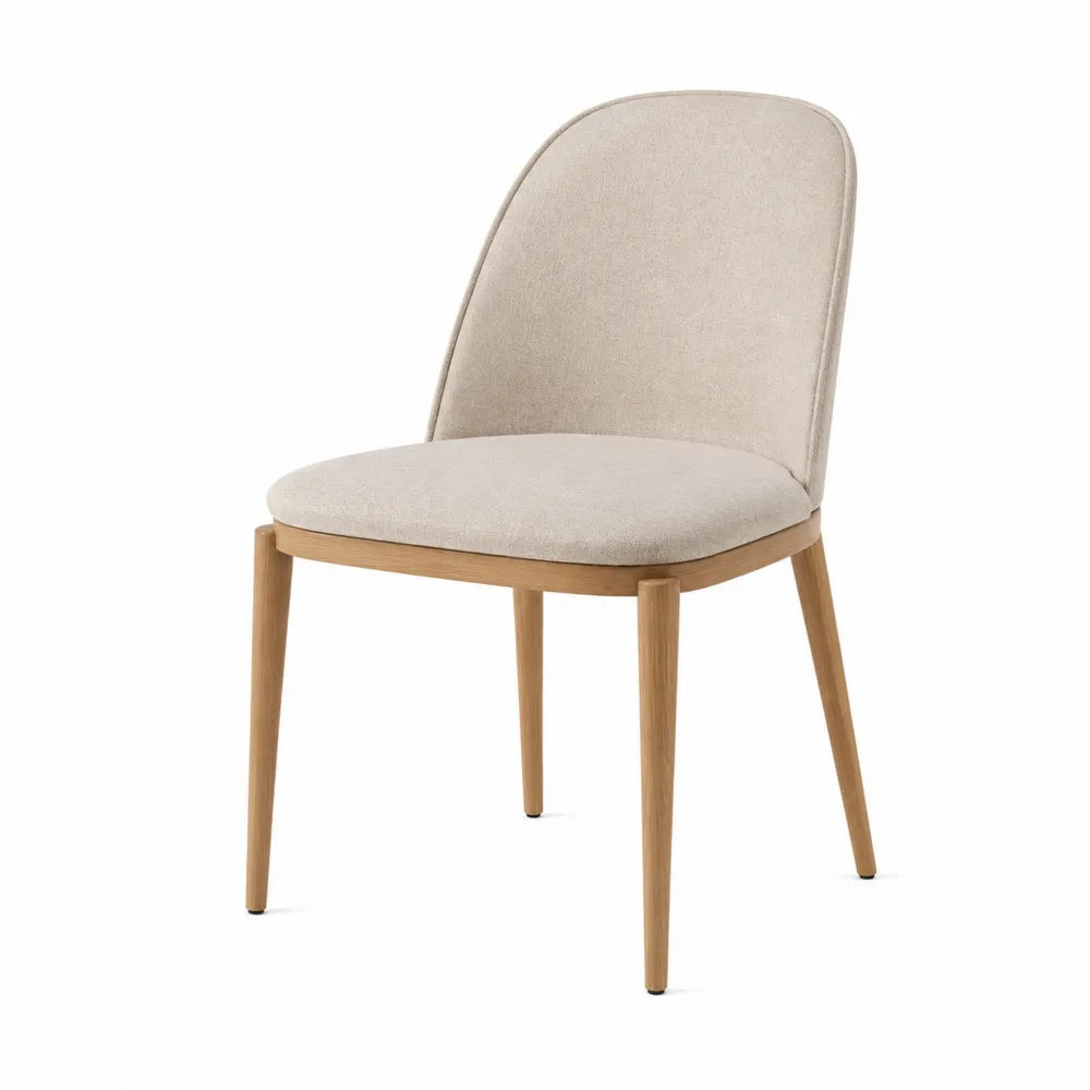 Sedia in legno e tessuto poliestere beige