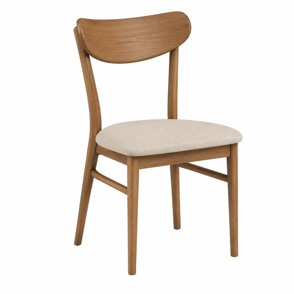 Sedia in legno massello con seduta in poliestere beige